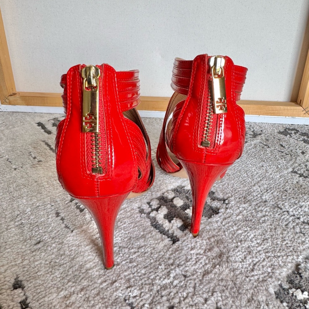 Tory Burch Vibrant Red Crisscross Heels - Picture 2 of 6